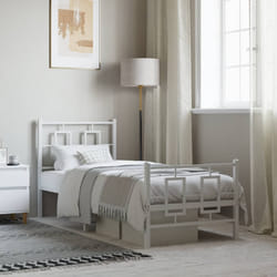 Giroletto con Testiera e Pediera Metallo Bianco 80x200 cmcod mxl 87877