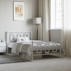 vidaXL Giroletto con Testiera e Pediera Metallo Bianco 107x203 cm