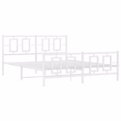 vidaXL Giroletto con Testiera e Pediera Metallo Bianco 150x200 cm - Vista aggiuntiva 3