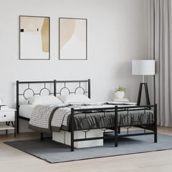 vidaXL Giroletto con Testiera e Pediera Metallo Nero 140x190 cm