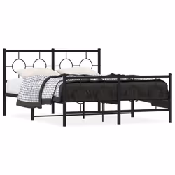 vidaXL Giroletto con Testiera e Pediera Metallo Nero 140x190 cm - Vista aggiuntiva 2