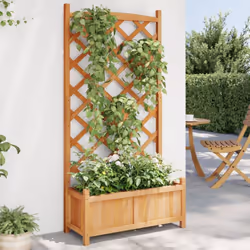 Questa fioriera in legno con il traliccio è un'ottima scelta per crescere le piante rampicanti nel vostro giardino, patio e t ...