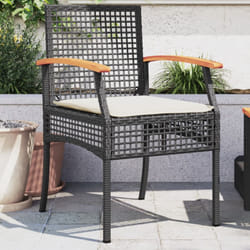 Sedie da Giardino con Cuscini 2 pz Nere in Polyrattan e Acacia - Vidaxl