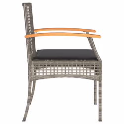 VidaXL 366248 sedia da esterno Terrazzo Seduta imbottita Legno di acacia, Rattan sintetico, Acciaio Grigio - Vista aggiuntiva 6
