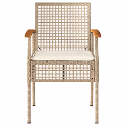 VidaXL 366249 sedia da esterno Terrazzo Seduta imbottita Legno di acacia, Rattan sintetico, Acciaio Crema, Bianco - Vista aggiuntiva 4