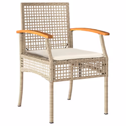 VidaXL 366249 sedia da esterno Terrazzo Seduta imbottita Legno di acacia, Rattan sintetico, Acciaio Crema, Bianco - Vista aggiuntiva 5