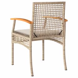VidaXL 366249 sedia da esterno Terrazzo Seduta imbottita Legno di acacia, Rattan sintetico, Acciaio Crema, Bianco - Vista aggiuntiva 7
