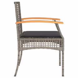 VidaXL 366252 sedia da esterno Terrazzo Seduta imbottita Legno di acacia, Rattan sintetico, Acciaio Grigio - Vista aggiuntiva 6