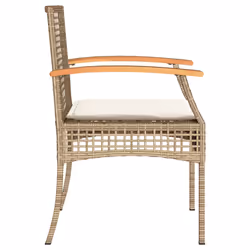 VidaXL 366253 sedia da esterno Terrazzo Seduta imbottita Legno di acacia, Rattan sintetico, Acciaio Crema, Bianco - Vista aggiuntiva 6