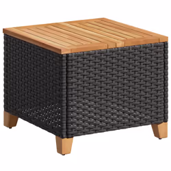 Tavolo da Giardino Nero 45x45x37cm in Polyrattan e Legno Acaciacod mxl 91141 - Vista aggiuntiva 2