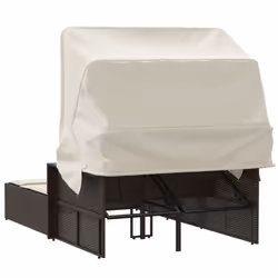 VidaXL 365808 sedia da esterno Salone Seduta imbottita Rattan sintetico, Acciaio Crema, Bianco - Vista aggiuntiva 6