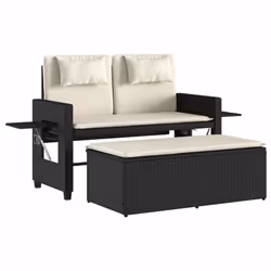 Panca Reclinabile da Giardino con Cuscini Nera in Polyrattancod mxl 112506 - Vista aggiuntiva 2