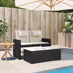 Panca Reclinabile da Giardino con Cuscini Nera in Polyrattancod mxl 112506 - Vista aggiuntiva 3