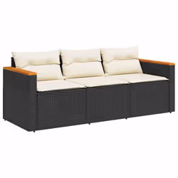 Divano da Giardino a 3 Posti con Cuscini Nero in Polyrattancod mxl 91201 - Vista aggiuntiva 2