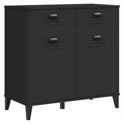 Credenza VIKEN Nera 80x40x80 cm in Legno Massello di Pinocod mxl 117023 - Vista aggiuntiva 2
