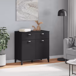 Credenza VIKEN Nera 80x40x80 cm in Legno Massello di Pinocod mxl 117023 - Vista aggiuntiva 3