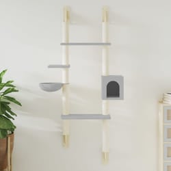 vidaXL Albero per Gatti con Tiragraffi a Parete Grigio Chiaro 180 cm