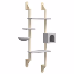 vidaXL Albero per Gatti con Tiragraffi a Parete Grigio Chiaro 180 cm - Vista aggiuntiva 2