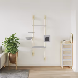 vidaXL Albero per Gatti con Tiragraffi a Parete Grigio Chiaro 180 cm - Vista aggiuntiva 3