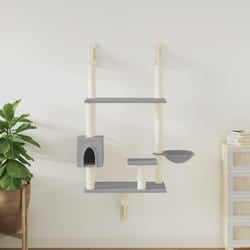 vidaXL Albero per Gatti con Tiragraffi a Parete Grigio Chiaro 153 cm