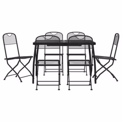 Set da Pranzo da Giardino 7pz Antracite in Rete Metallicacod mxl 131628 - Vista aggiuntiva 2