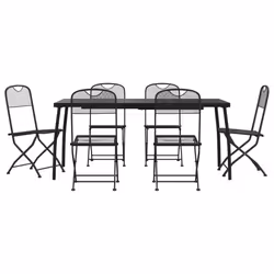 Set da Pranzo da Giardino 7pz Antracite in Rete Metallicacod mxl 107650 - Vista aggiuntiva 2