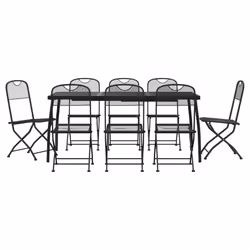Set da Pranzo da Giardino 9pz Antracite in Rete Metallicacod mxl 83715 - Vista aggiuntiva 2