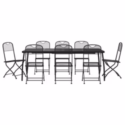 Set da Pranzo da Giardino 9pz Antracite in Rete Metallicacod mxl 107652 - Vista aggiuntiva 2