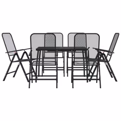 Set da Pranzo da Giardino 7pz Antracite in Rete Metallicacod mxl 107654 - Vista aggiuntiva 2