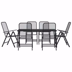 Set da Pranzo da Giardino 7pz Antracite in Rete Metallicacod mxl 83718 - Vista aggiuntiva 2