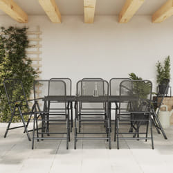 Set da Pranzo da Giardino 9pz Antracite in Rete Metallicacod mxl 107653