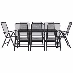 Set da Pranzo da Giardino 9pz Antracite in Rete Metallicacod mxl 107653 - Vista aggiuntiva 2