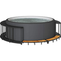 Vidaxl - Bordo per Vasca da Spa con Portaoggetti&Gradino Polyrattan Nero