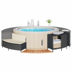 Vidaxl - Bordo per Spa Nero in Polyrattan e Legno Massello di Acacia 438965