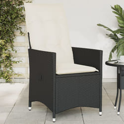 Sedia Reclinabile da Giardino con Cuscini Nera in Polyrattan - Vidaxl