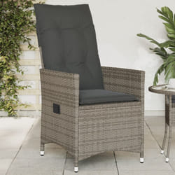 Sedia Reclinabile da Giardino con Cuscini Grigia in Polyrattan - Vidaxl