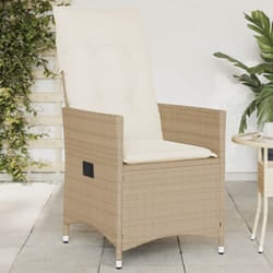 Sedia Reclinabile da Giardino con Cuscini Beige in Polyrattan Vidaxl 751965