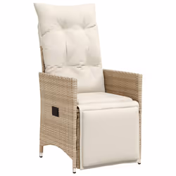 vidaXL Sedia Reclinabile da Giardino con Cuscini Beige in Polyrattan - Vista aggiuntiva 2