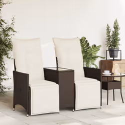 vidaXL Divano Giardino Reclinabile 2 Posti Tavolino Marrone Polyrattan - Vista aggiuntiva 3