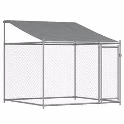 Gabbia Cani con Tetto e Porta Grigia 2x2x2 m in Acciaio Zincatocod mxl 110655 - Vista aggiuntiva 2