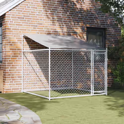 Gabbia Cani con Tetto e Porta Grigia 2x2x2 m in Acciaio Zincatocod mxl 110655 - Vista aggiuntiva 3