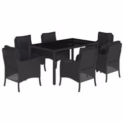 Set da Pranzo da Giardino 7 pz Nero con Cuscini in Polyrattancod mxl 134812 - Vista aggiuntiva 2