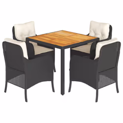 Set da Pranzo da Giardino 5 pz Nero con Cuscini in Polyrattancod mxl 110874 - Vista aggiuntiva 2