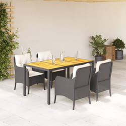 Set da Pranzo da Giardino 5 pz Nero con Cuscini in Polyrattancod mxl 90053