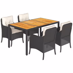 Set da Pranzo da Giardino 5 pz Nero con Cuscini in Polyrattancod mxl 90053 - Vista aggiuntiva 2