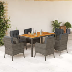 Set da Pranzo da Giardino 7 pz con Cuscini in Polyrattan Grigiocod mxl 114053