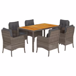 Set da Pranzo da Giardino 7 pz con Cuscini in Polyrattan Grigiocod mxl 114053 - Vista aggiuntiva 2