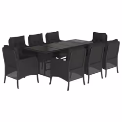 Set da Pranzo da Giardino 9 pz con Cuscini Nero in Polyrattancod mxl 86941 - Vista aggiuntiva 2
