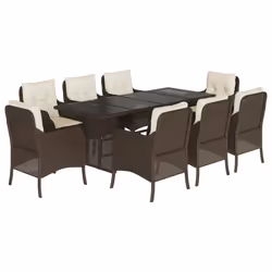 Set da Pranzo da Giardino 9pz con Cuscini Marrone in Polyrattancod mxl 86965 - Vista aggiuntiva 2