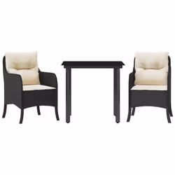 Set da Pranzo da Giardino 3 pz con Cuscini Nero in Polyrattancod mxl 110886 - Vista aggiuntiva 2
